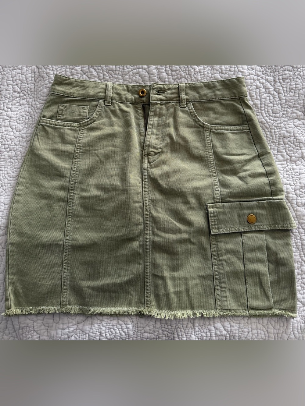 Zara Olive Green Cargo-Style Mini Skirt
